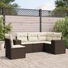 Vidaxl 5-Cz. Garden Furniture Set With Cushions, Brown, Poly Rattan