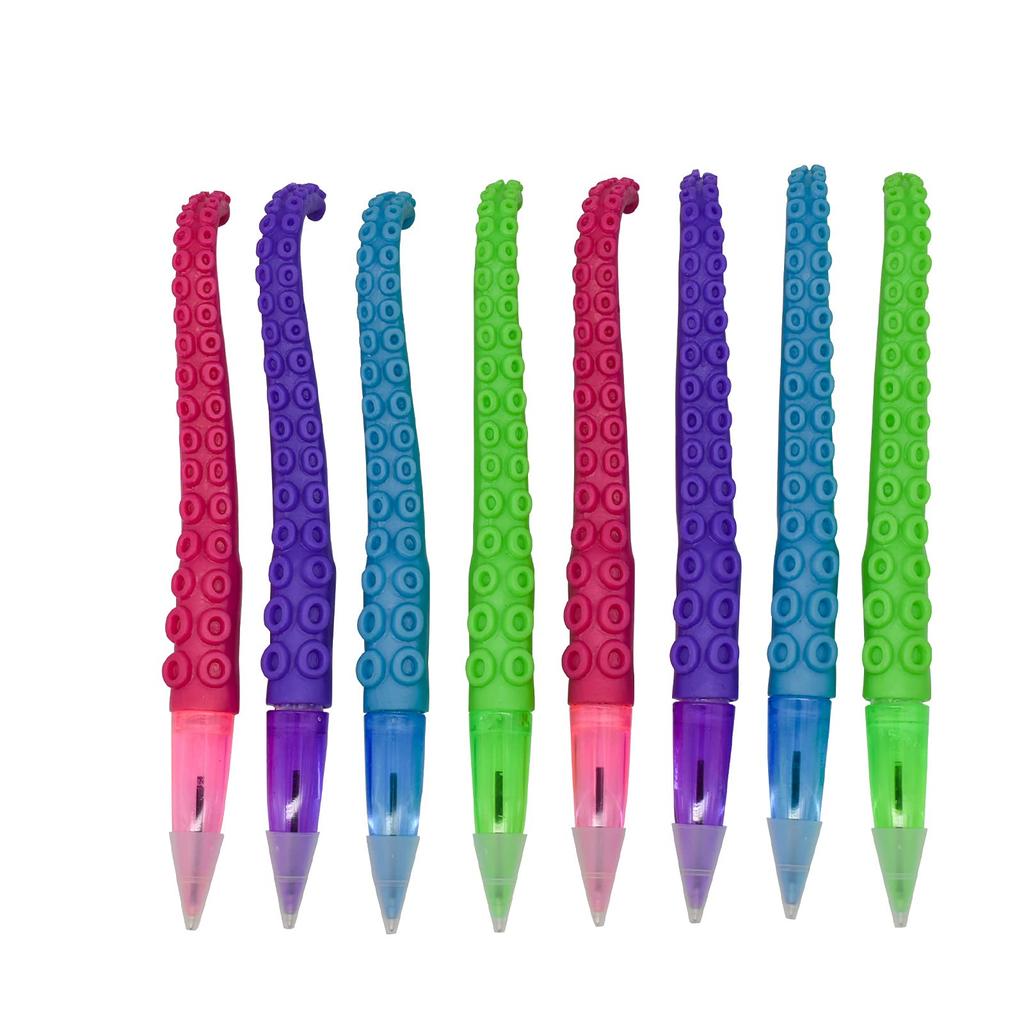 Maydahui Stylish Octopus Antenna Ballpoint Pen Black Set of 8 Cute Ocean Octopus Stationery Cute Student Gift Oil-Based