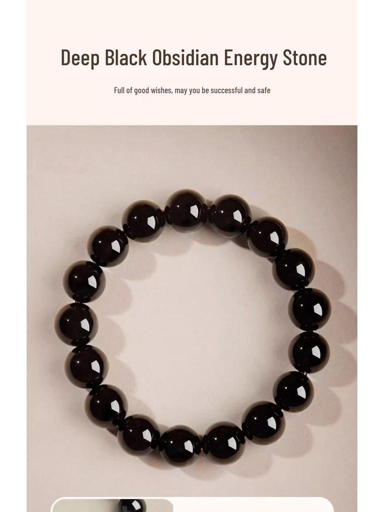 Gold Obsidian Wealth-Attracting Bracelet for Men & Women - Ideal Christmas Gift for Boyfriend