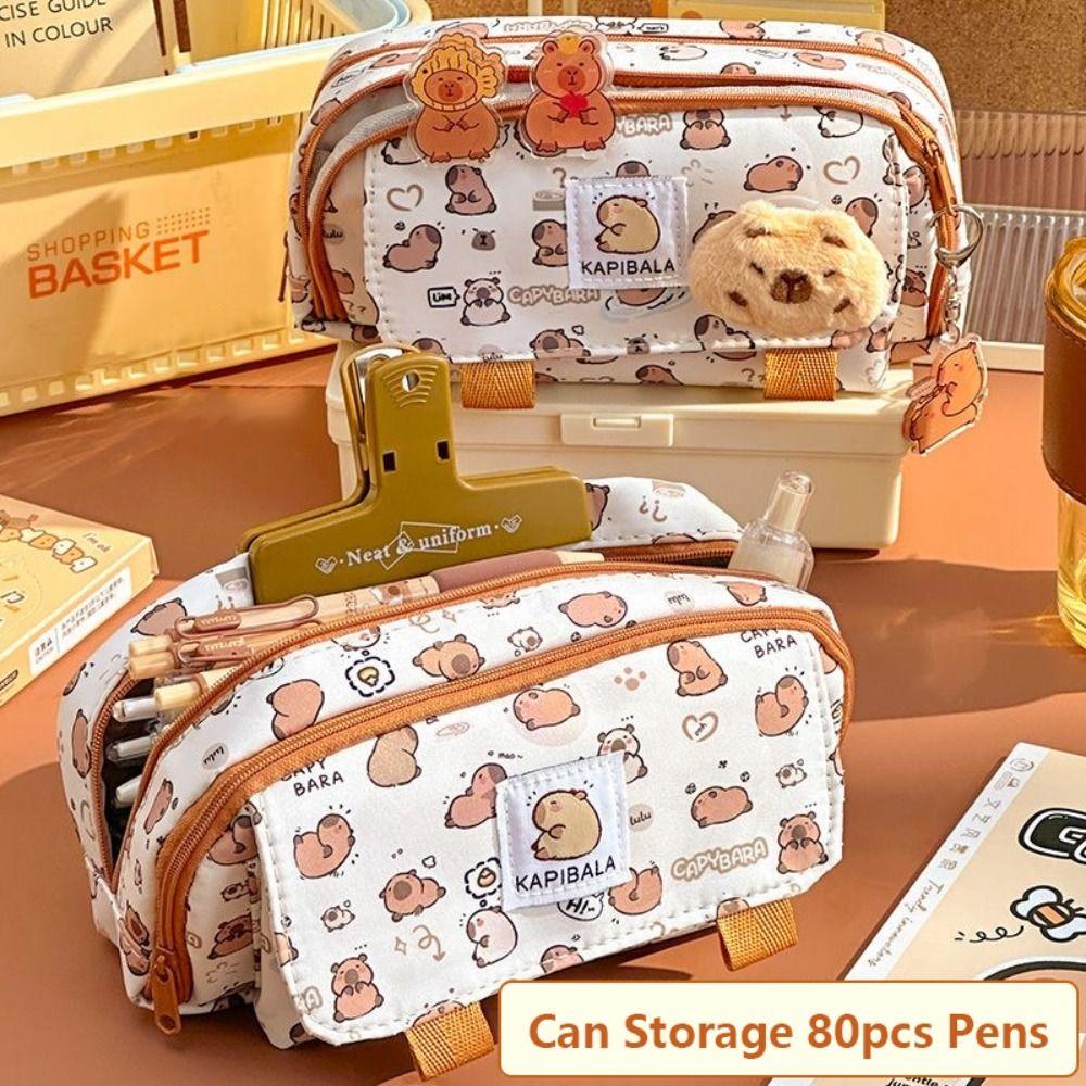 Three-layer Pen Bag Large Capacity Stationery Organizer High Quality Pencil Case  School Office