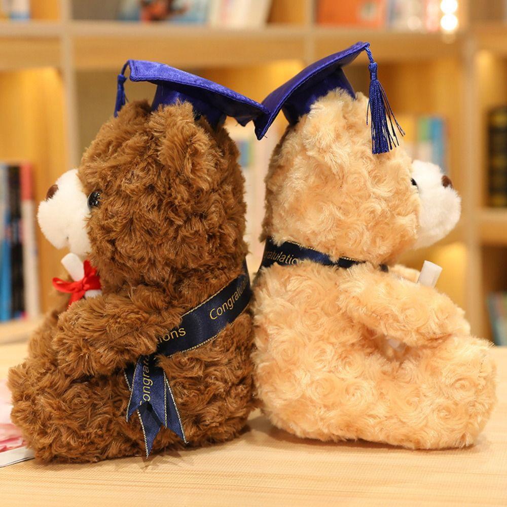Cute Bachelor Bear Plush Toy Soft Bear Animal Doll  Graduation Season