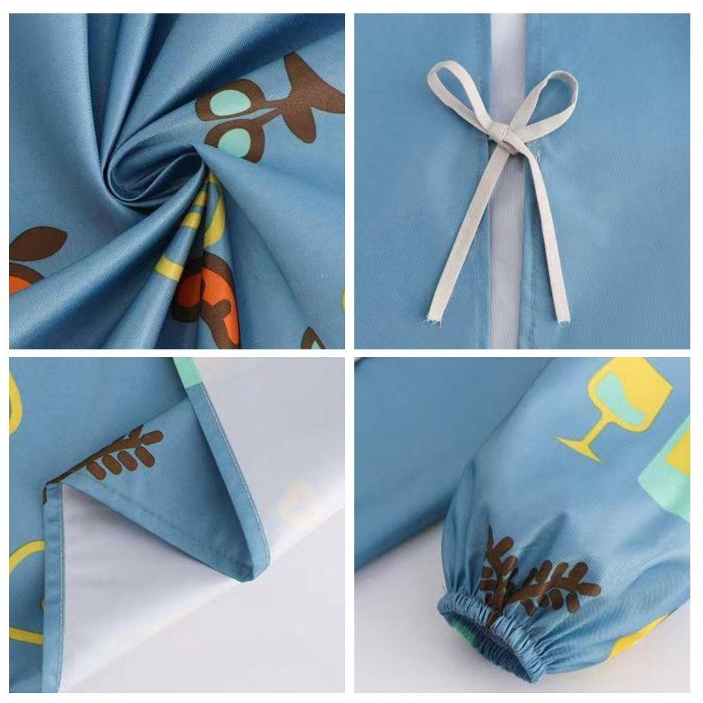 Cartoon Kitchen Apron Waterproof Long Sleeve Cooking Baking Bibs Breathable Cross Back Catering Work Clothes for Home Kitchen