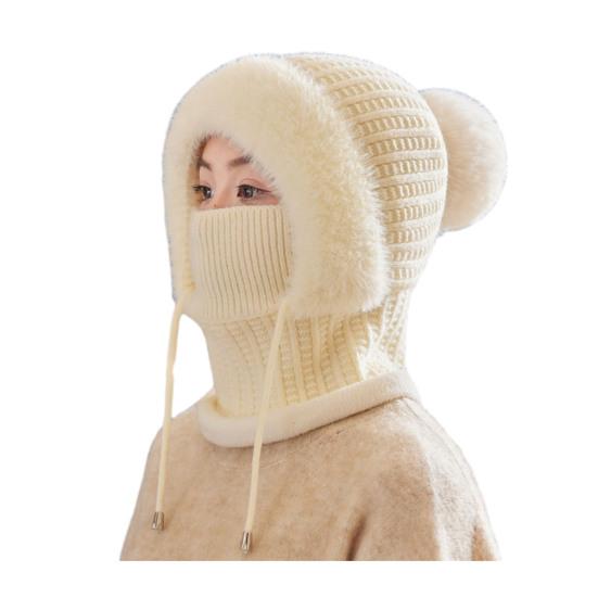 Knitted Hat Women Windproof Insulated Design Soft Fleece Lining 3-in-1 Winter Warm Hat Outdoor Adventures Skiing Hiking Headgear