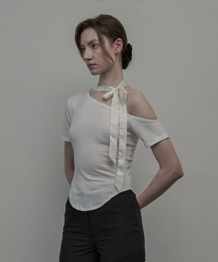 Mausolleum Sheer Scarf T-Shirt - White