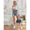 2025 Women's White Fringed Denim Jacket - European & American Style Loose Outerwear