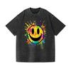 Unisex Retro Smiley Face Oversized Shirt Hippie Casual Aesthetic Streetwear Tee