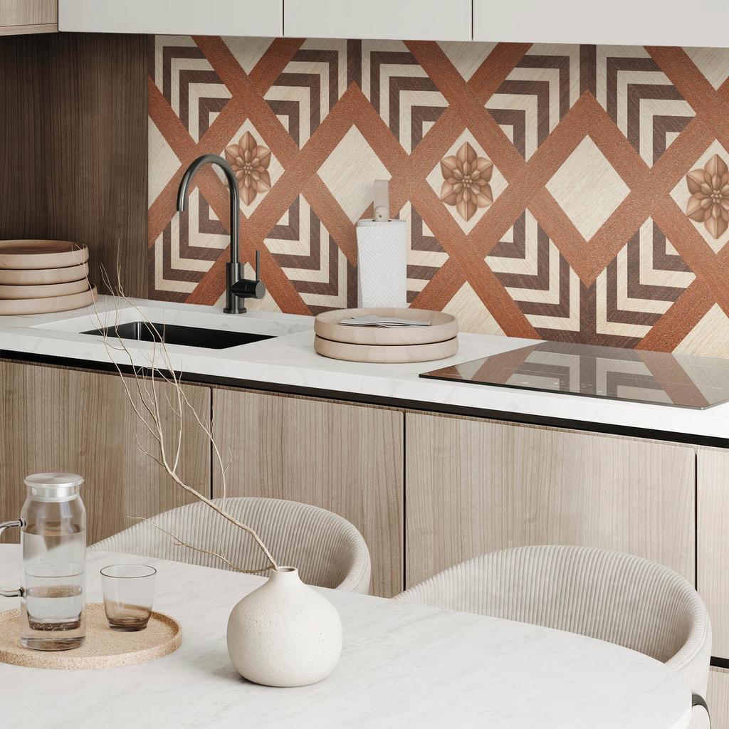Wall Decor PVC Panel with Pattern for a Room 120x60 cm Pattern with Geometric Motifs