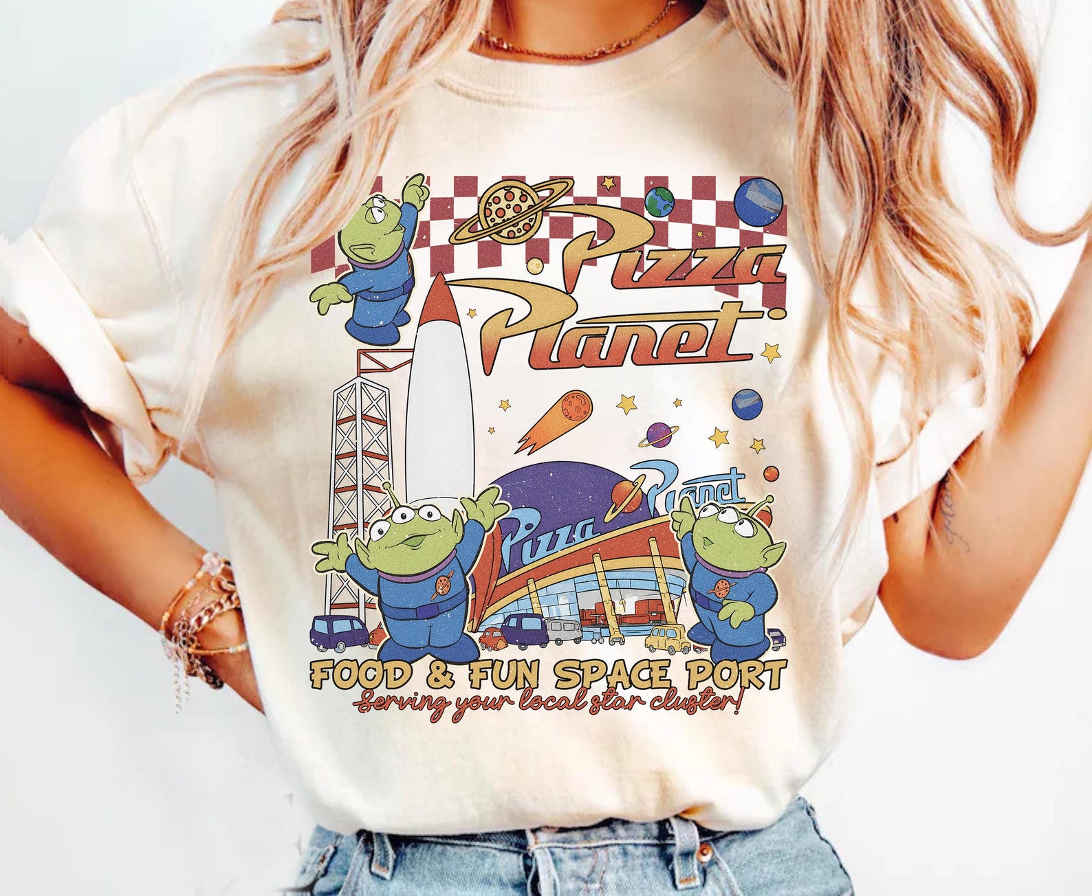 Pizza Planet Alien Graphic Shirt, Toy Story Friends Tee, Disney Vacation Matching Top S
