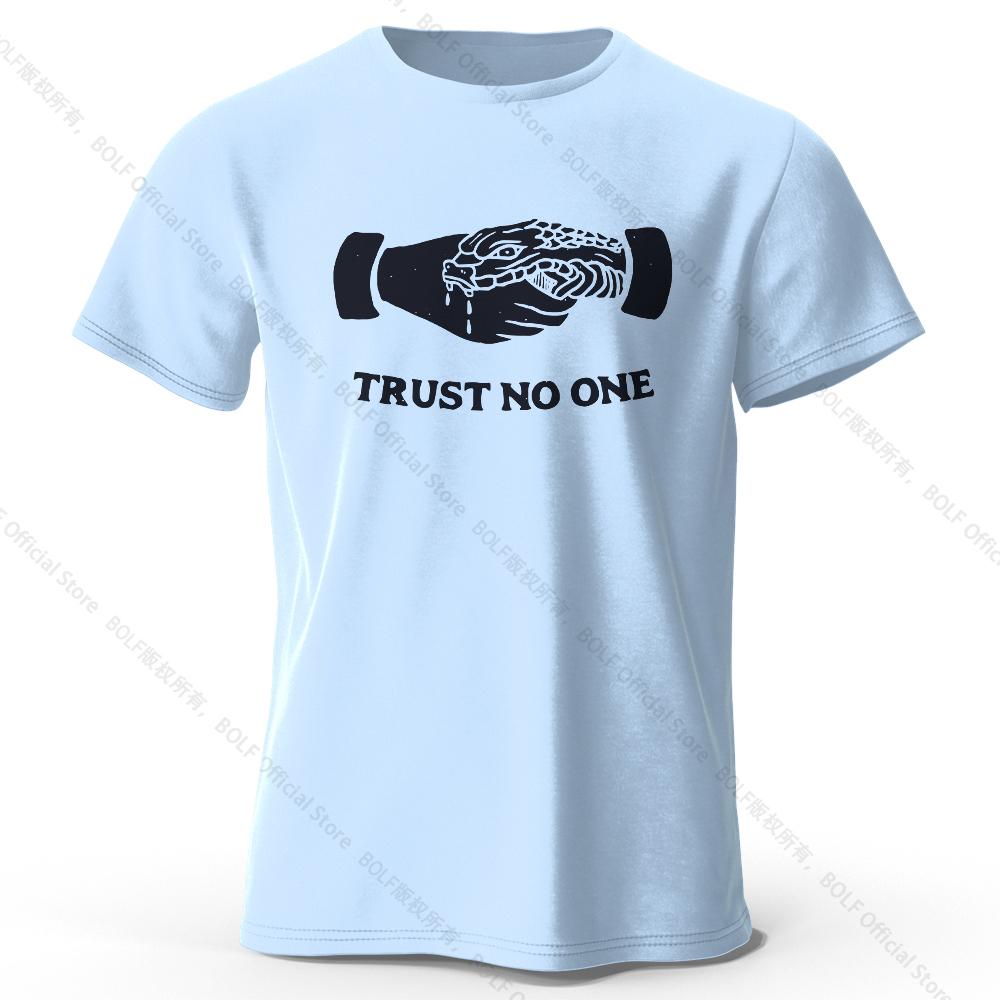 Men's Trust No One Printed T-Shirt 100% Cotton Harajuku Oversized Funny Graphic Tees for Men Women Summer Tops