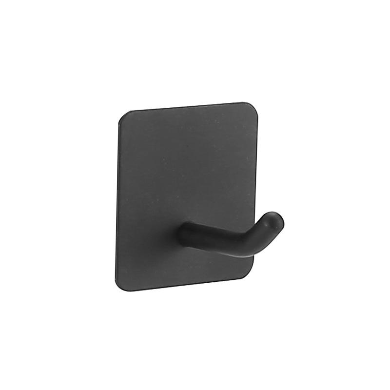 Punch-Free Stainless Steel Adhesive Hook for Coats & Hats - Strong Black Metal Door Hook