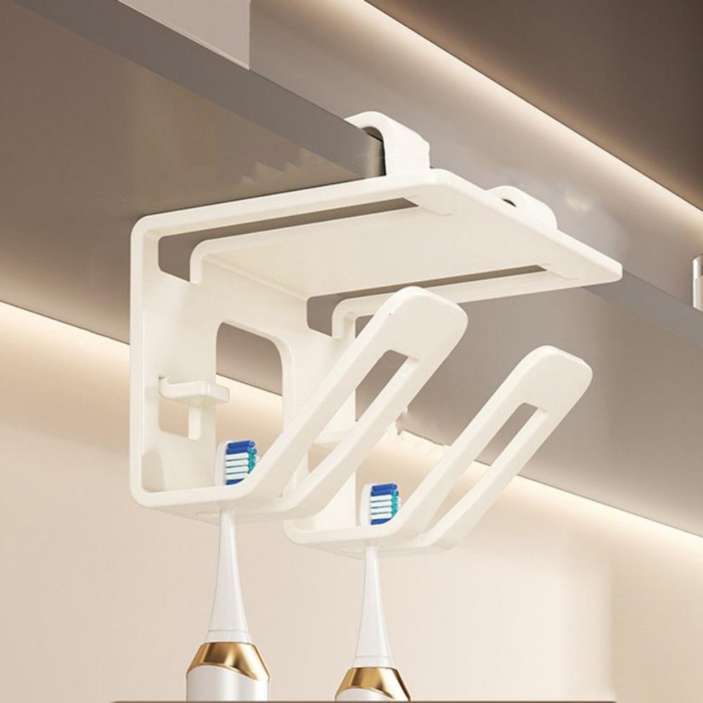 

Carbon Steel Toothbrush Storage Rack Non-Perforated Mouthwash Cup Rack Bathroom Beige 2 Cups