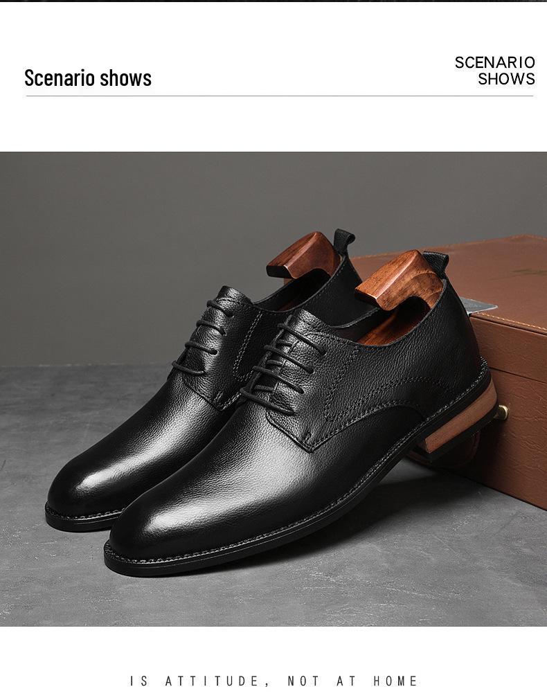 Men's Formal Brogues: Spring/Autumn Casual Leather Shoes - Round Toe, Top Layer Cowhide.
