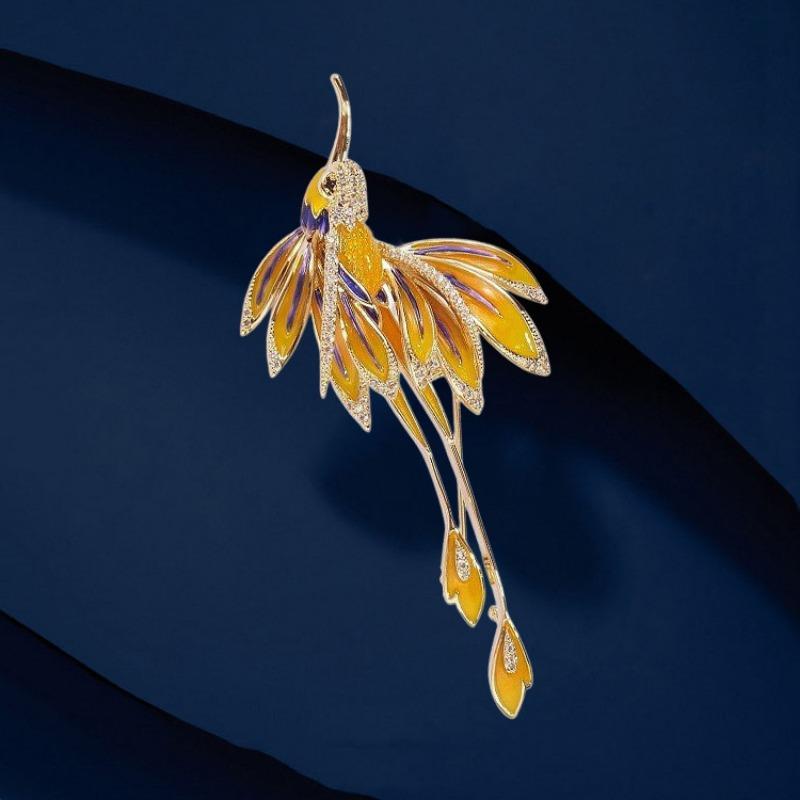 Enamel Phoenix Brooch, Retro Chinese Style Brooch, Niche and Light Luxury Design Sense Brooch