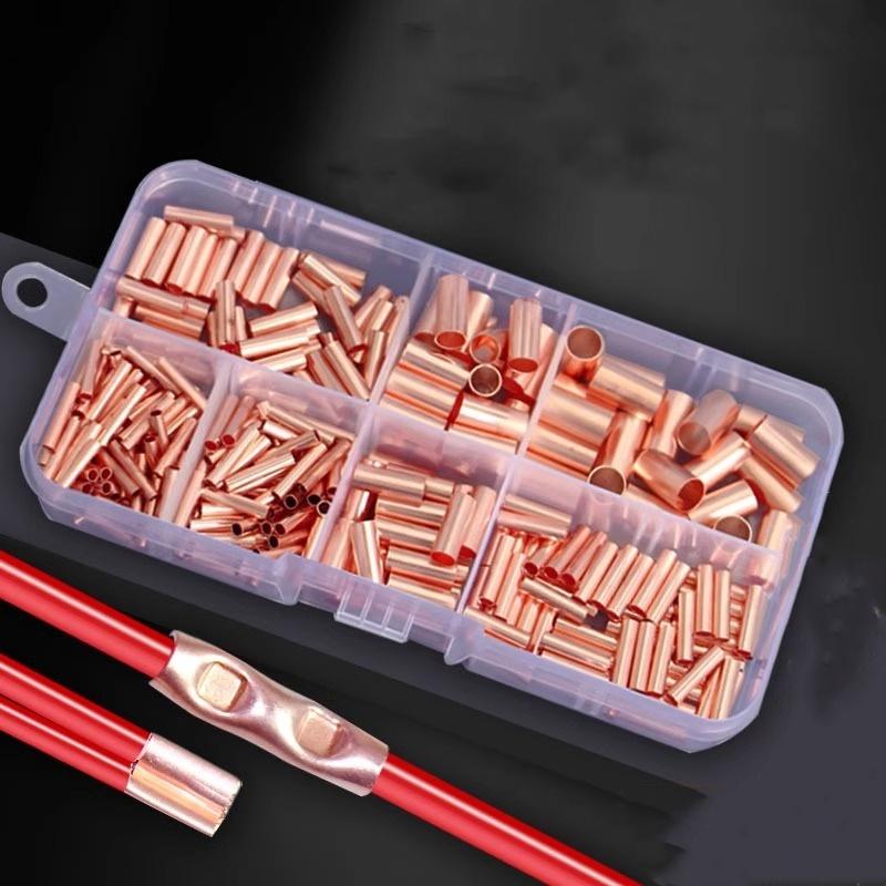 300Pcs 520PCS GT Copper connectingPipe Wire Joint Small Copper TubeTerminal Cable Lug Connection TubeWire Connector