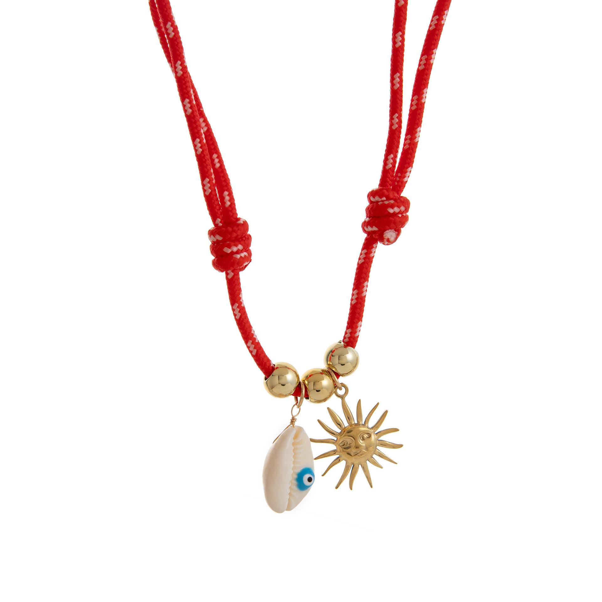 Dopamine Fish Necklace Coral Roll Snail Pendant 18K Gold Plated Color Retro Color Beads