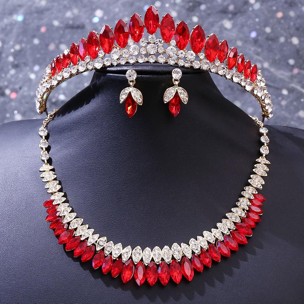 DIEZI Elegant Luxury Crystal Tiara Necklace Earrings For Women Wedding Party Fashion Bridal Bride Rhinestone Crown Accessories