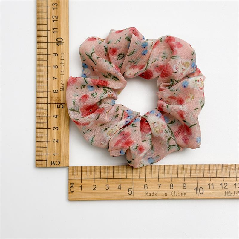 Neuer Stil Chiffon große Schlaufe kleines florales leichtes und frisches Stoff-Pferdeschwanz-Haarband für Damen, vielseitig und für alle Anlässe geeignet.