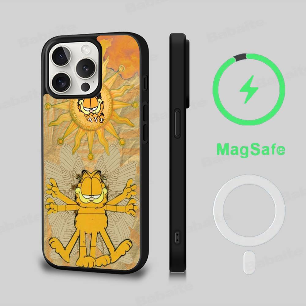 Classic Vintage Anime G-garfields Cat Phone Case Magnetic Case For IPhone 16 14 13 15 Pro For Magsafe Wireless Charge Cover