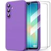 Case for Samsung Galaxy A27 5G, Ultra-Thin Liquid Silicone Shockproof - Purple - 2 Tempered Glasses