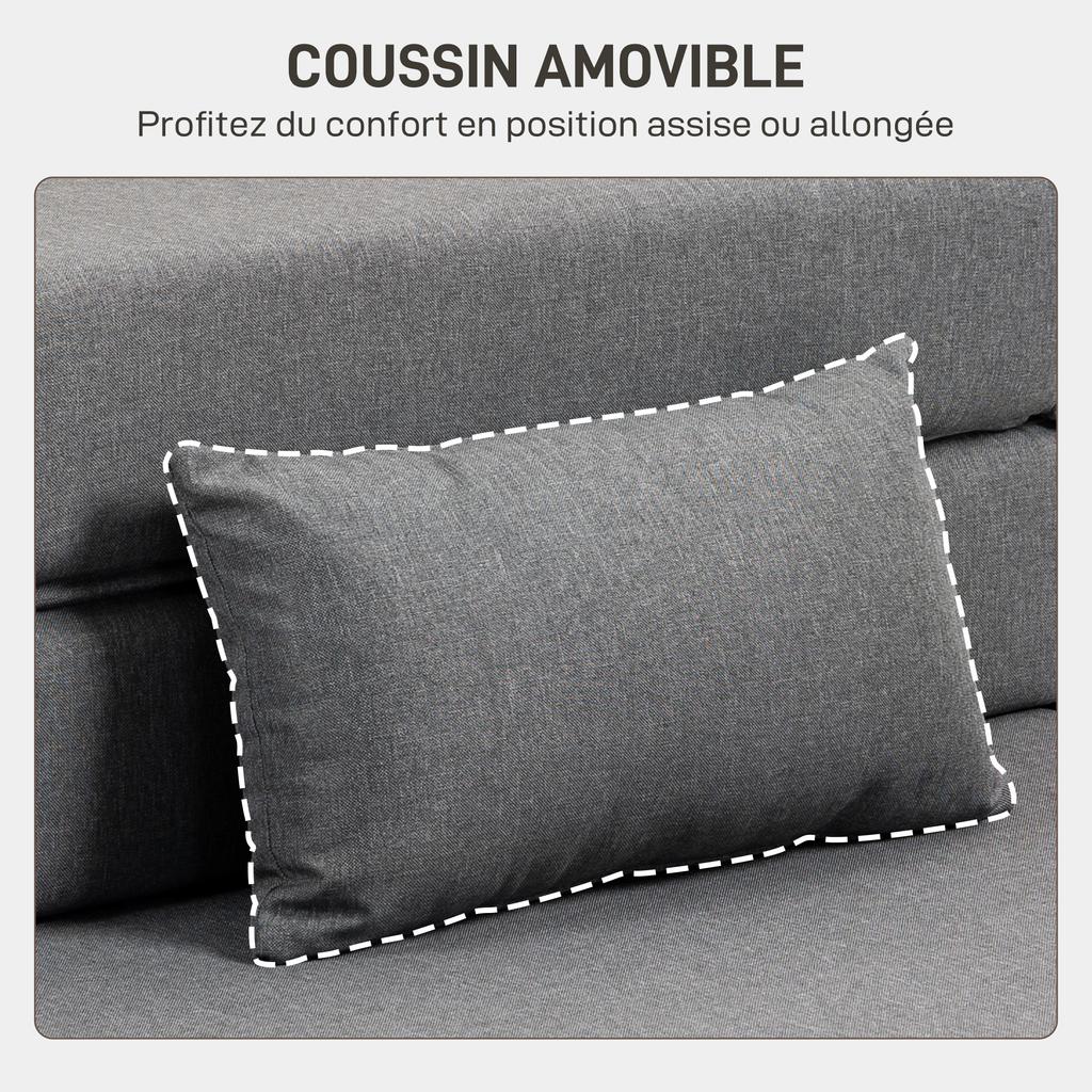 Poltrona convertibile 1 posto, poltrona letto pieghevole, cuscino incluso, per ospiti, soggiorno, piccolo spazio, carico 120 kg, grigio