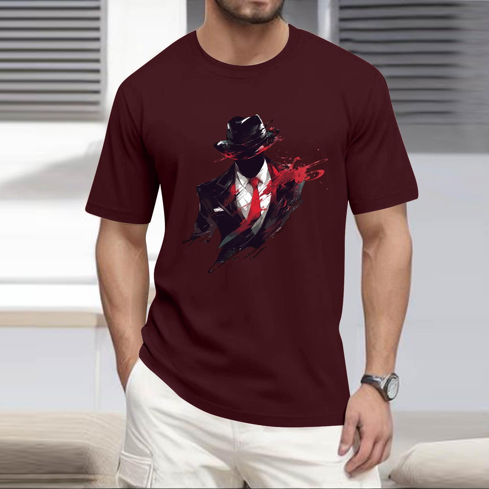 

Мужская рубашка с воротником-стойкой и коротким рукавом, свободная рубашка для отдыха и отдыха, мужская XXXL винный