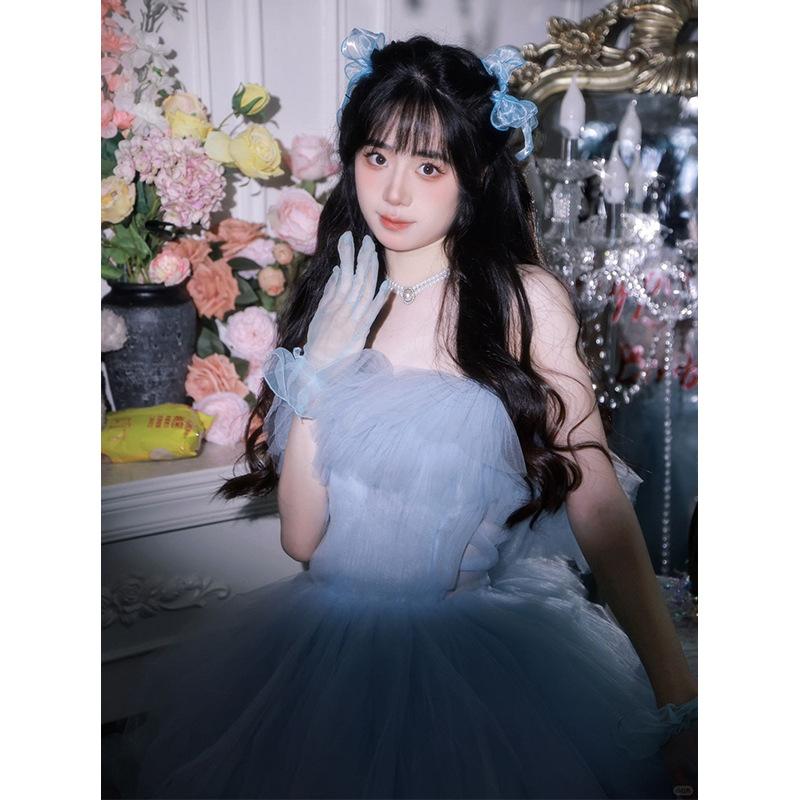 

Темпераментный топ-труба легкое свадебное платье 2025 вопрос свадебное платье синее вечеринка по случаю дня рождения домашняя одежда цветное платье XXXL синий