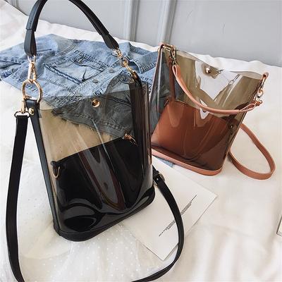 European and American Beach Bag 2020 New Jelly Transparent Mother and Child Bag Portable Bucket Bag Large Capacity Shoulder Messenger Bag