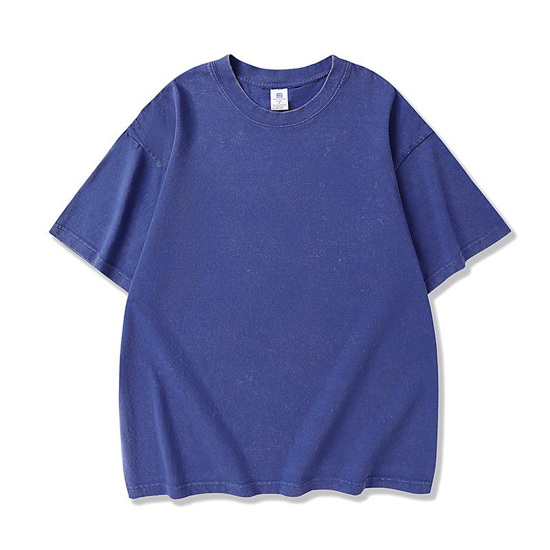 Retro Washed Distressed Short Sleeve T-shirt - 250g High Density Cotton, 8 Colors
