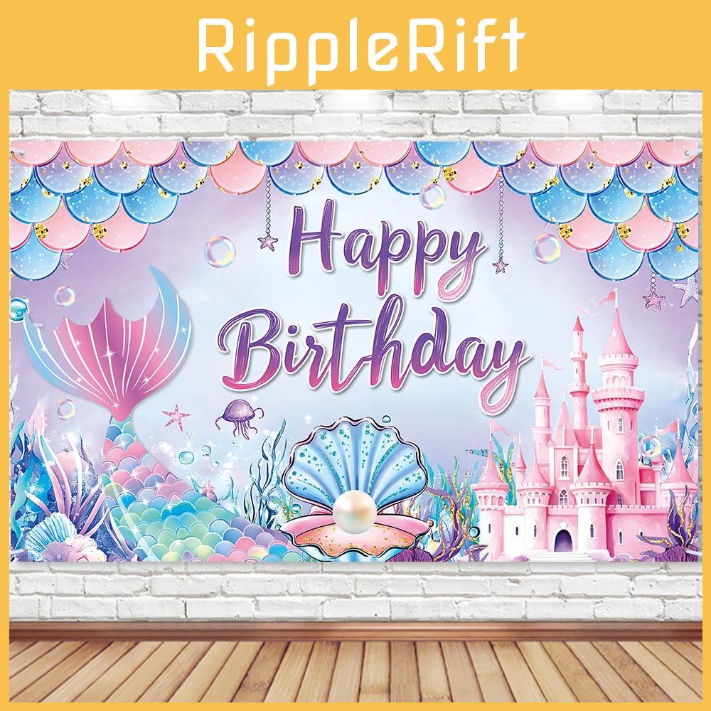 Mermaid Birthday Party Backdrop Fabric For Childrens Event Decoration