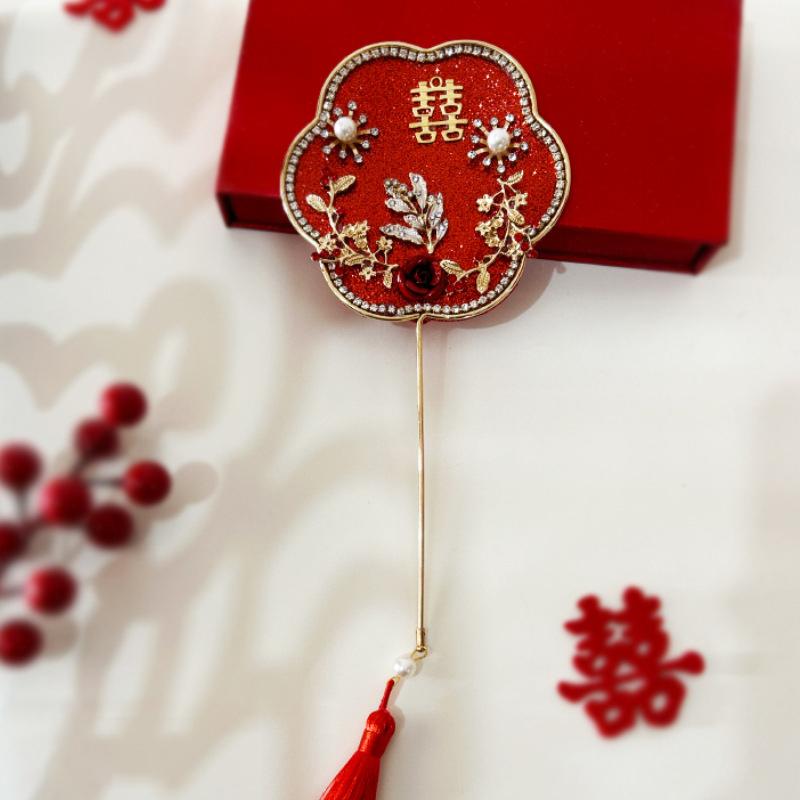 Bride Wedding Handheld Group Fan Decoration Handmade Chinese Vintage Flower Fan Photography Ornaments