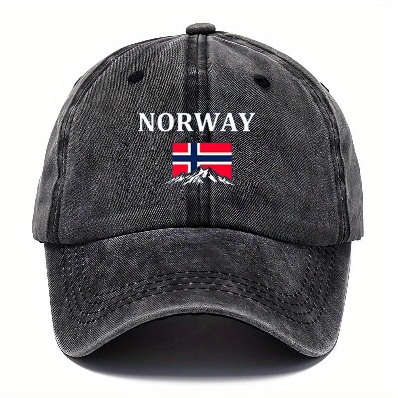 Adjustable Washable Baseball Cap with Norway Lettering And Norwegian Flag Design Perfect for Outdoor Activities Camping Par