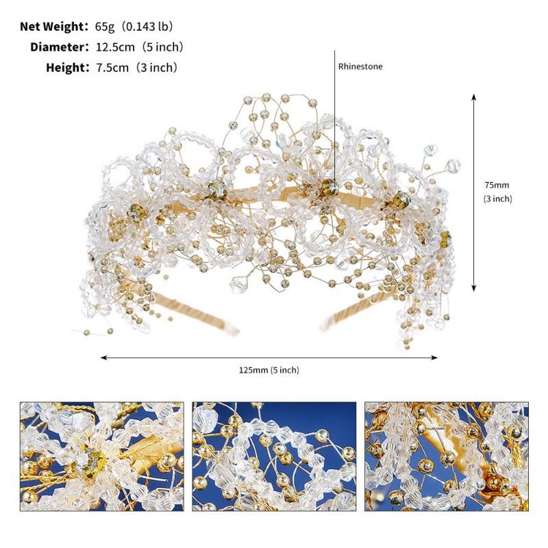 European Super Fairy Heavy Industry Beaded Hairband Retro Elegant Bridal Wedding Photo Hair Accessories Widening Crystal Headband
