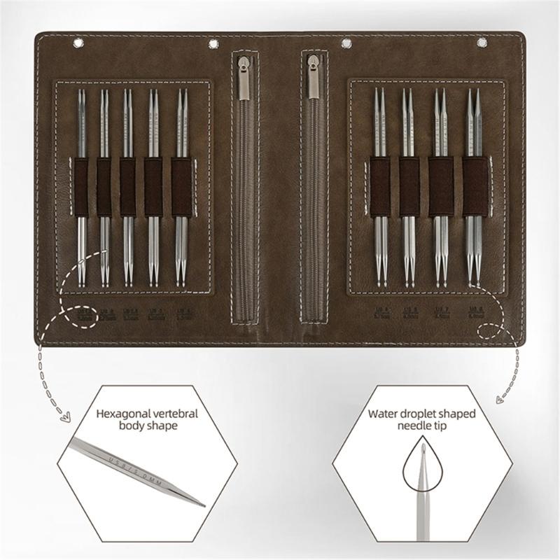Amanti del Fai-da-te Set di Aghi Esagonali Staccabili a Goccia Tonda in Acciaio Inossidabile per Cucito e Lavoro a Maglia