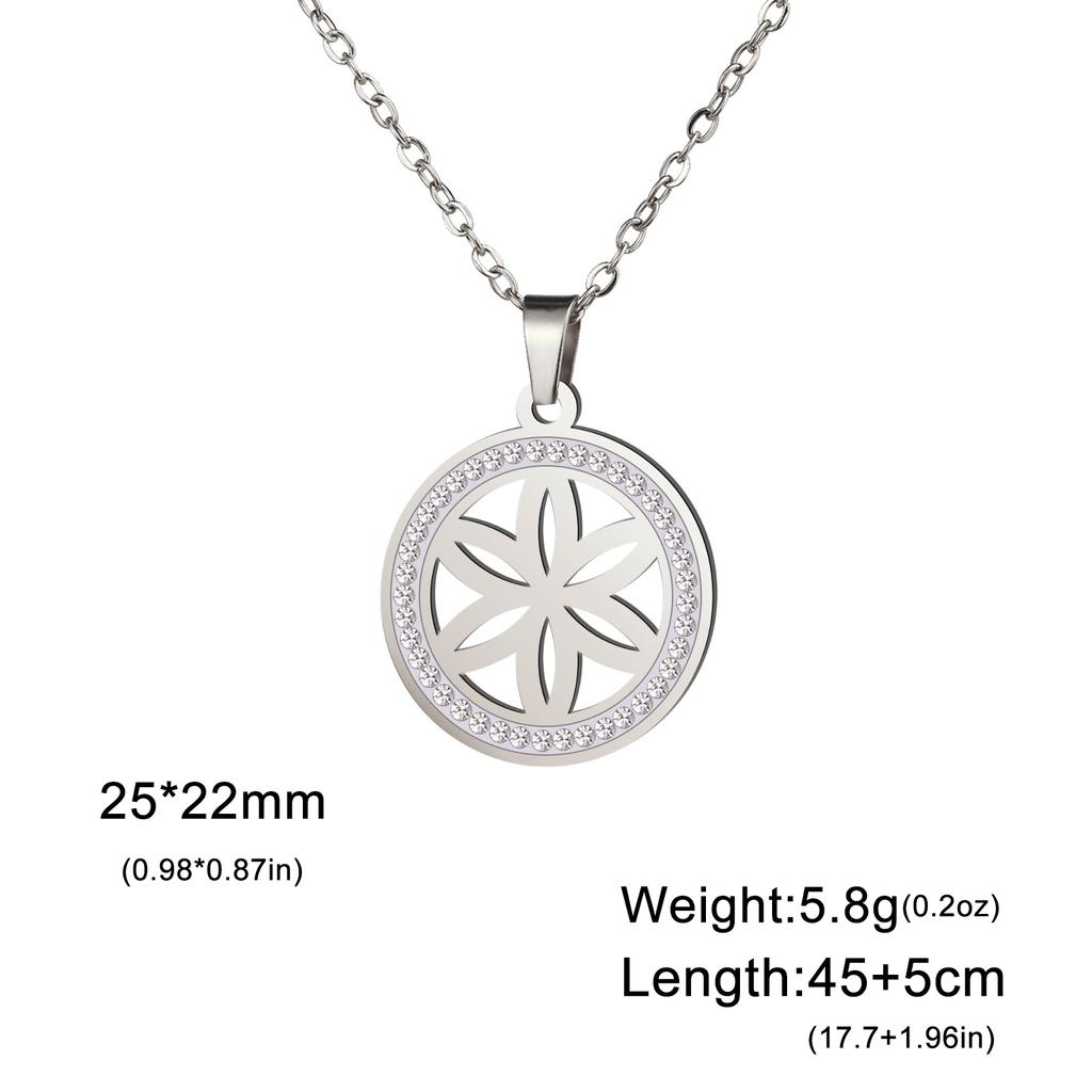 LIKGREAT Flower of Life Round Pendant Necklaces Stainless Steel Fashion Hollow Mandala Chakra Choker Jewelry Gifts for Women Men