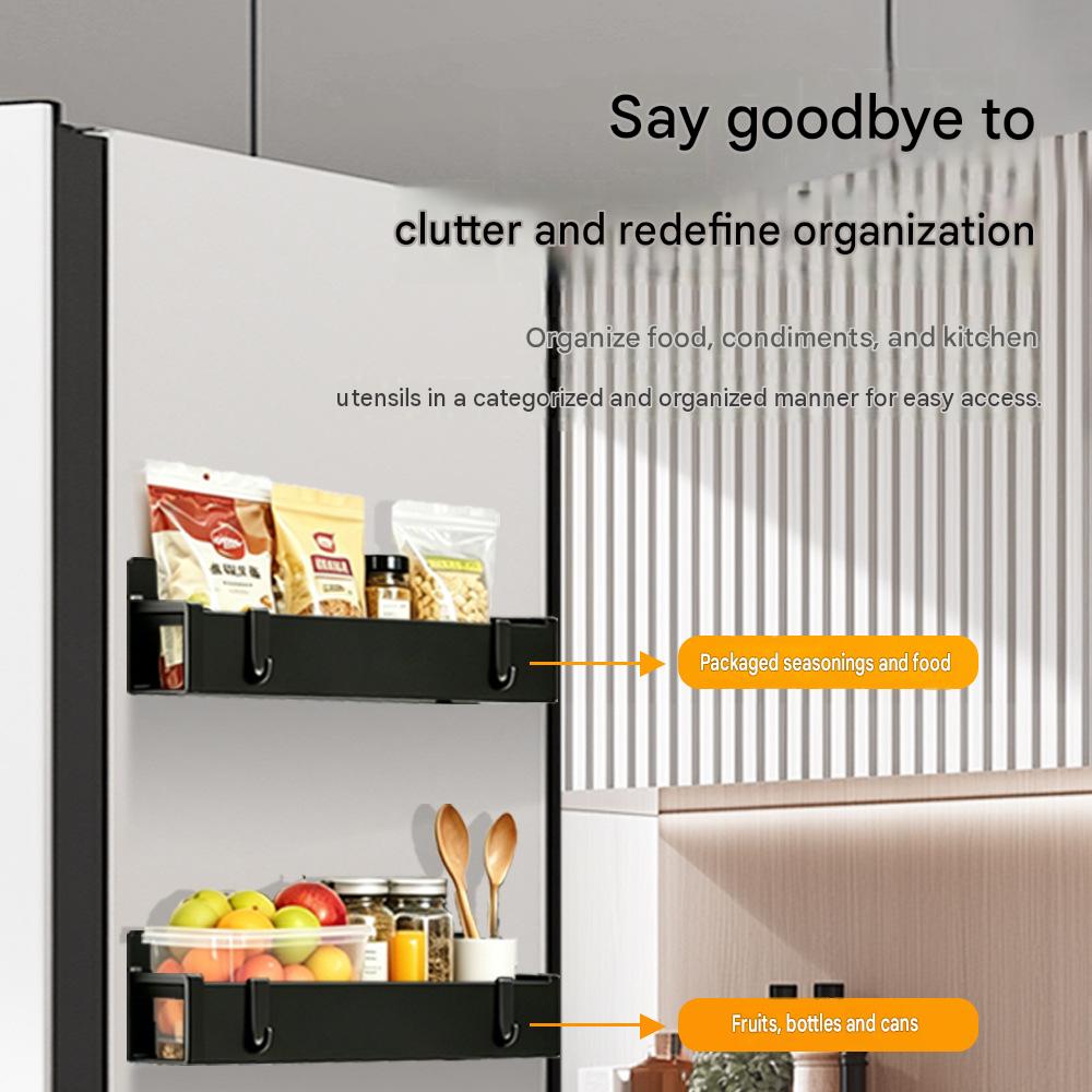 Magnetic Refrigerator Side Organizer No Drill Wall Mount Storage Rack for Kitchen Bathroom Movable Multifunctional Shelf