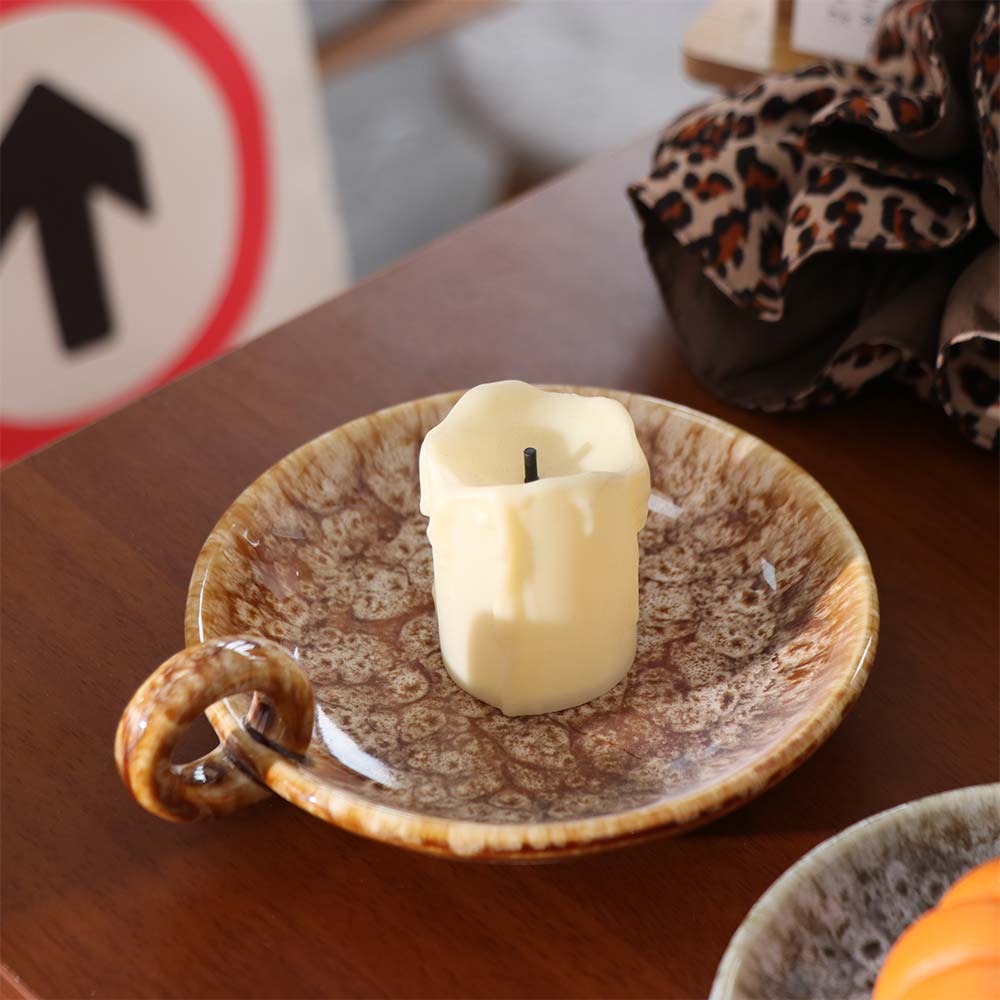 Round Ceramic Candle Plate Retro Style Candle Holder Creative Candlelight Stand  Anniversary