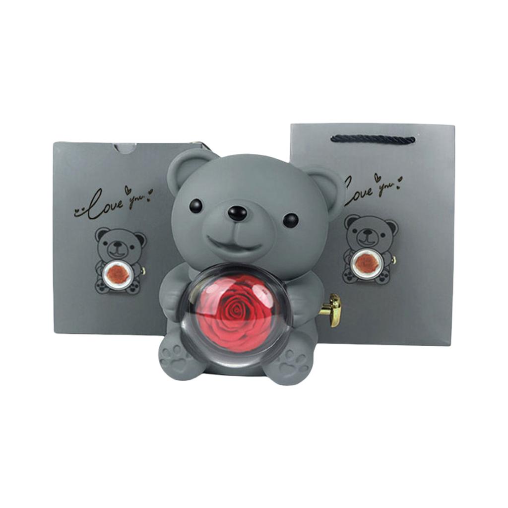 Romantyczny Miś Pudełko Prezentowe z Różą Konserwową Eleganckie na Walentynki Dzień Matki Śluby Rocznice Różne Kolory