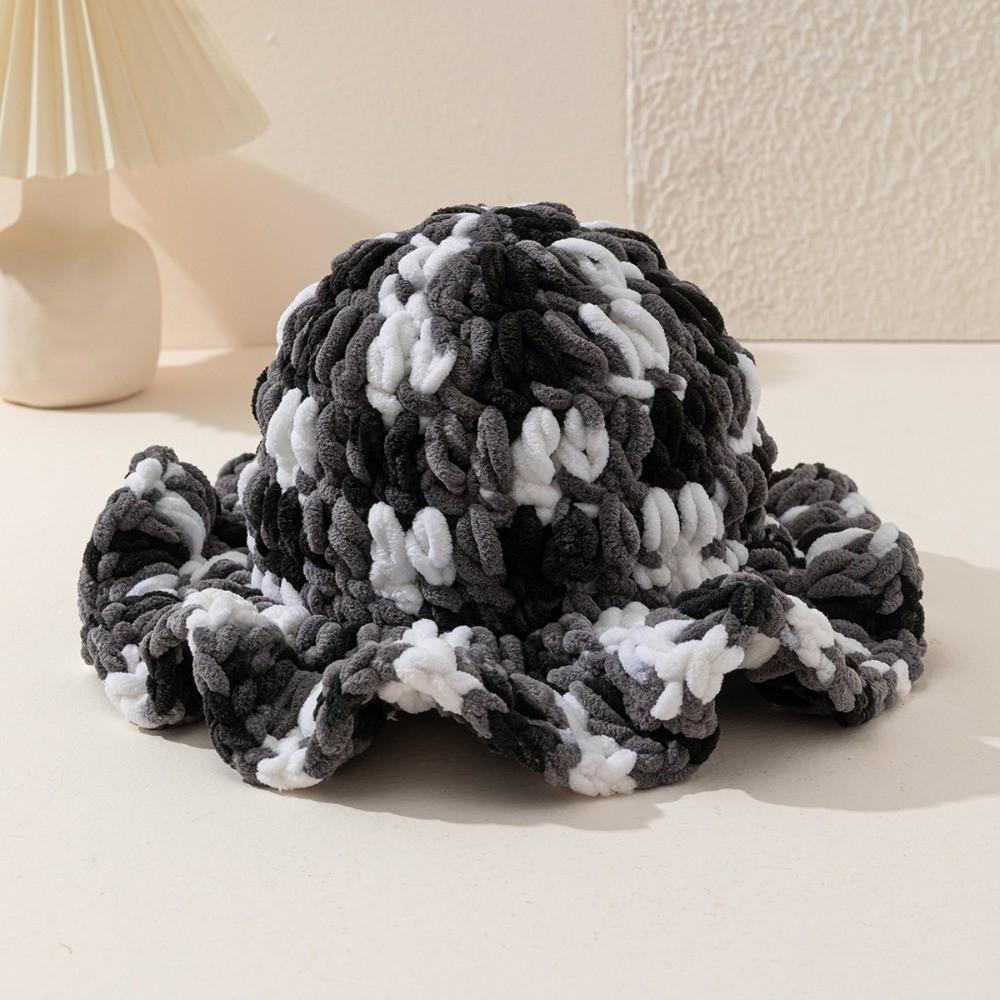 Sweet Ruffled Edge Fisherman Hat Cable Knit Winter Warm Bucket Hat Windproof Knitted Beanie  Women