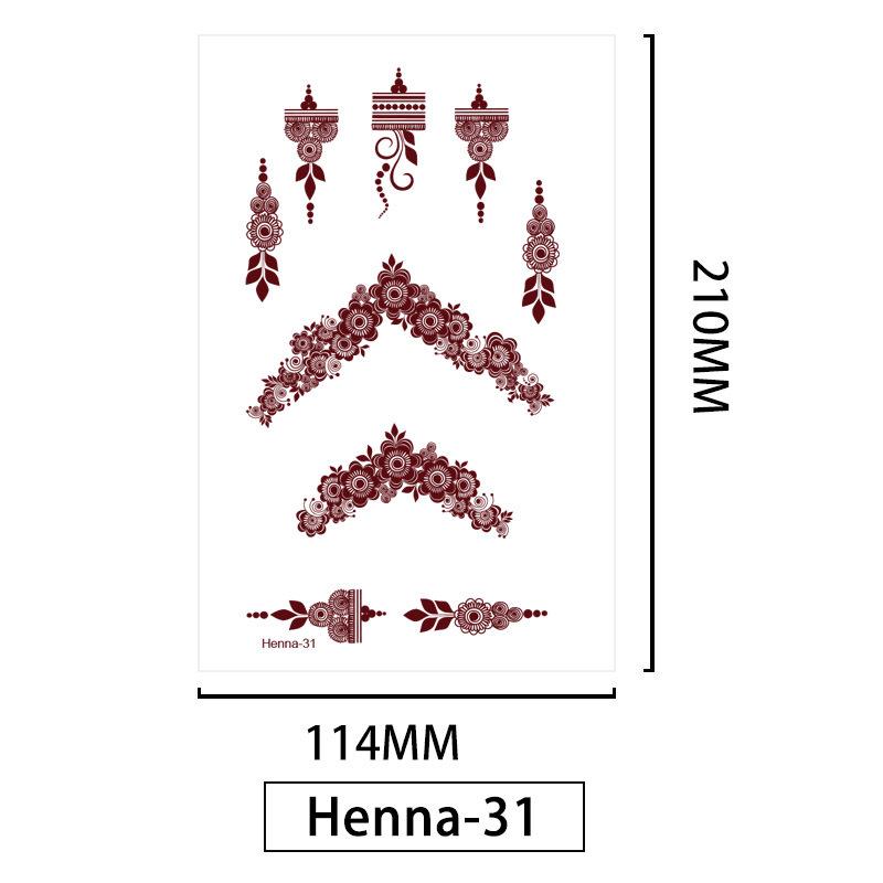 Lace Brown Waterproof Henna Flower Tattoo Stickers for Hands