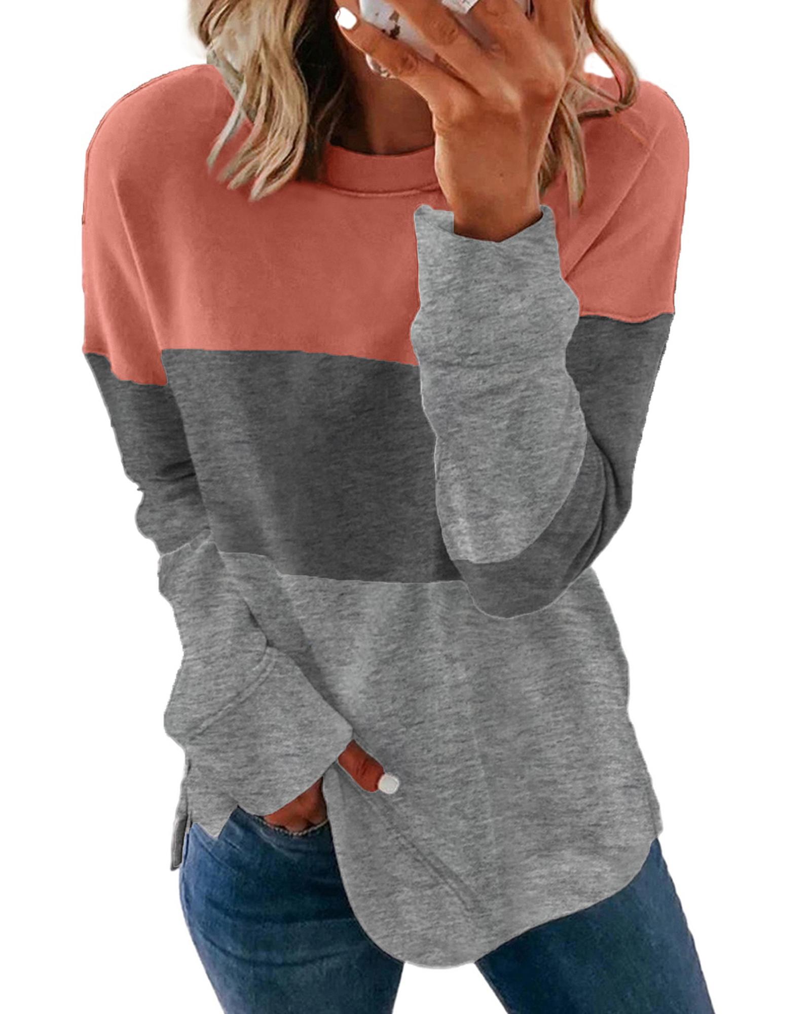 

Azura Exchange Gray Contrast Stitching Sweatshirt with Slits S серый