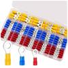 250Pcs Insulated Wire Connectors Crimp Terminal Kit O-Type Wire Lug PVC Round Ring Cold- Pre-Insulated Terminal