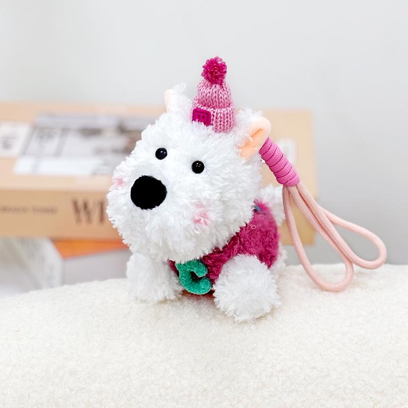 Cute West Highland Terrier Keychain - Plush Dog Charm Gift 14 cm