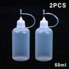 PE Squeezable Needle Tip Dropper Bottles 2Pcs Refillable Applicators for Glue Paint Ink Liquid Dispensing