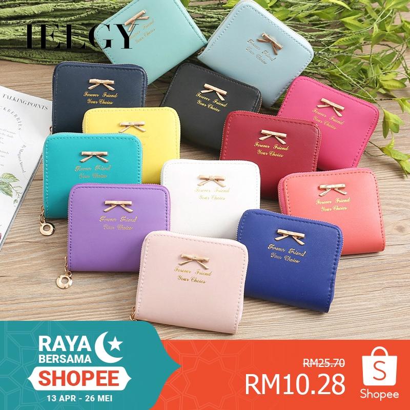 IELGY Coin Purse Card Pack Korean Fashion Lady Coin Bag Simple Bow Coin Purse Zipper Wallet Short