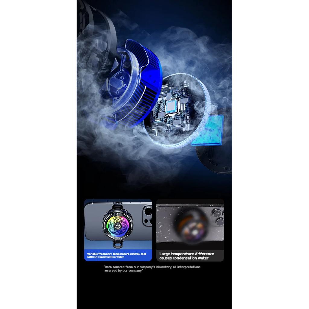 FS18 AI Mobile Cooler 30W Magnetic Back-clip Ice Cooling Radiator Digital Display RGB Light Gaming Cooler Temperature Control