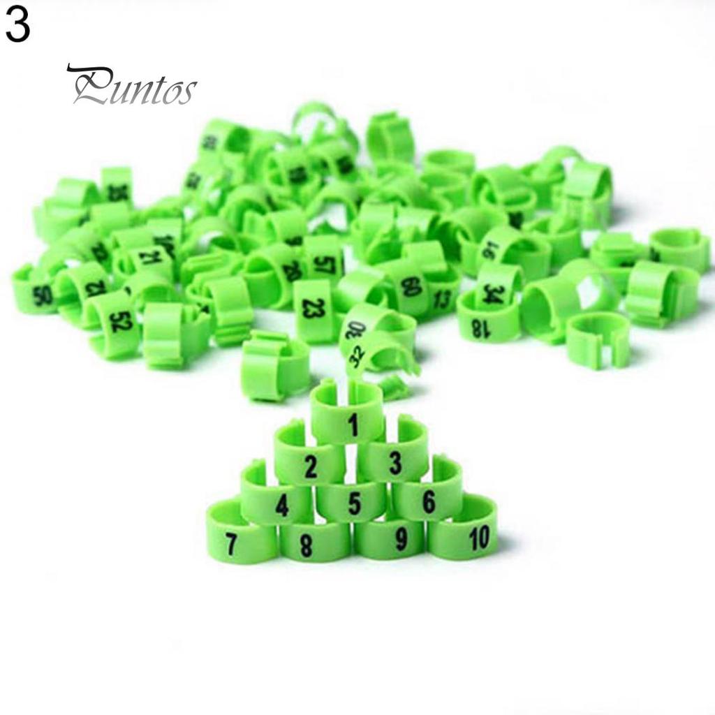 100Pcs Bird Poultry Chicks 1-100 Numbered Pigeon Leg Bands Rings