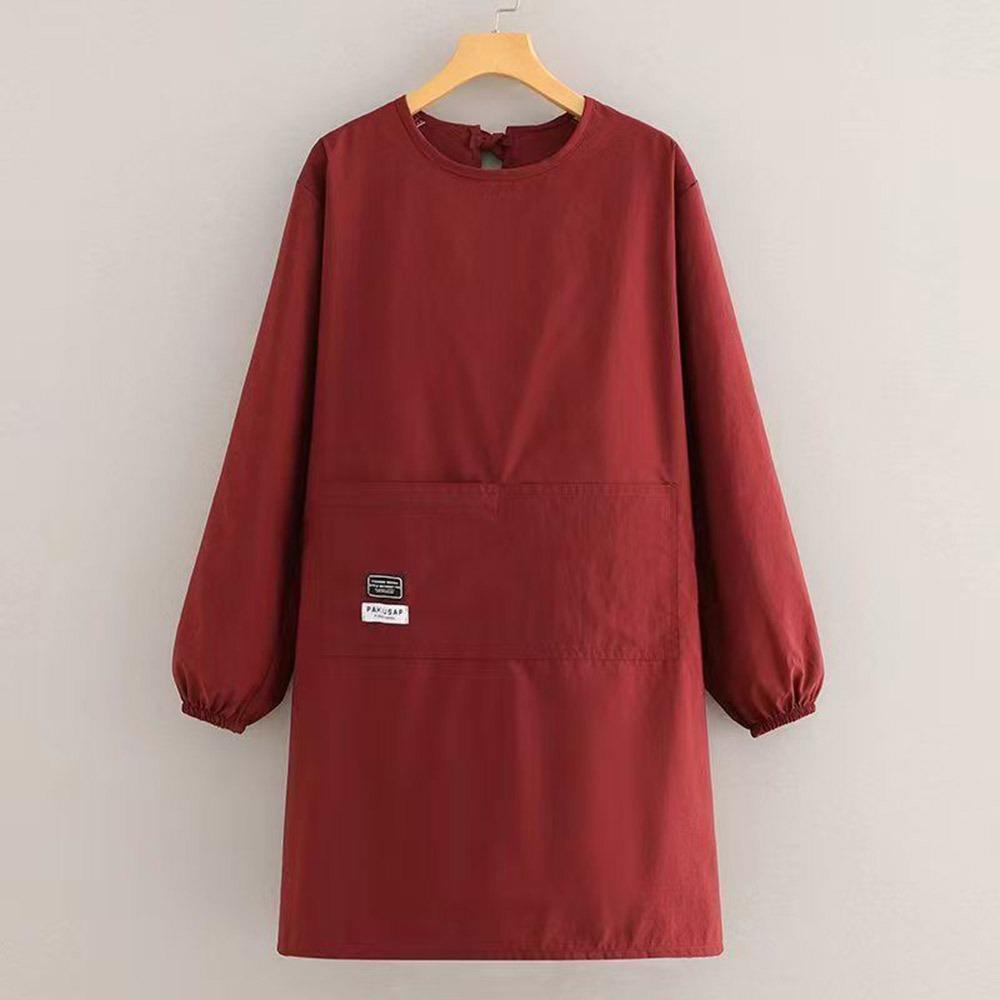 Einfarbige wasserdichte und schmutzabweisende Koch- und Backschürzen mit langen Ärmeln, atmungsaktiv, für Cafés