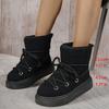 Big Size Thick Bottom Cross Strap Snow Boots 2025 Fall and Winter New Thickened Mid-calf But Not Knee Warm Women's Boots