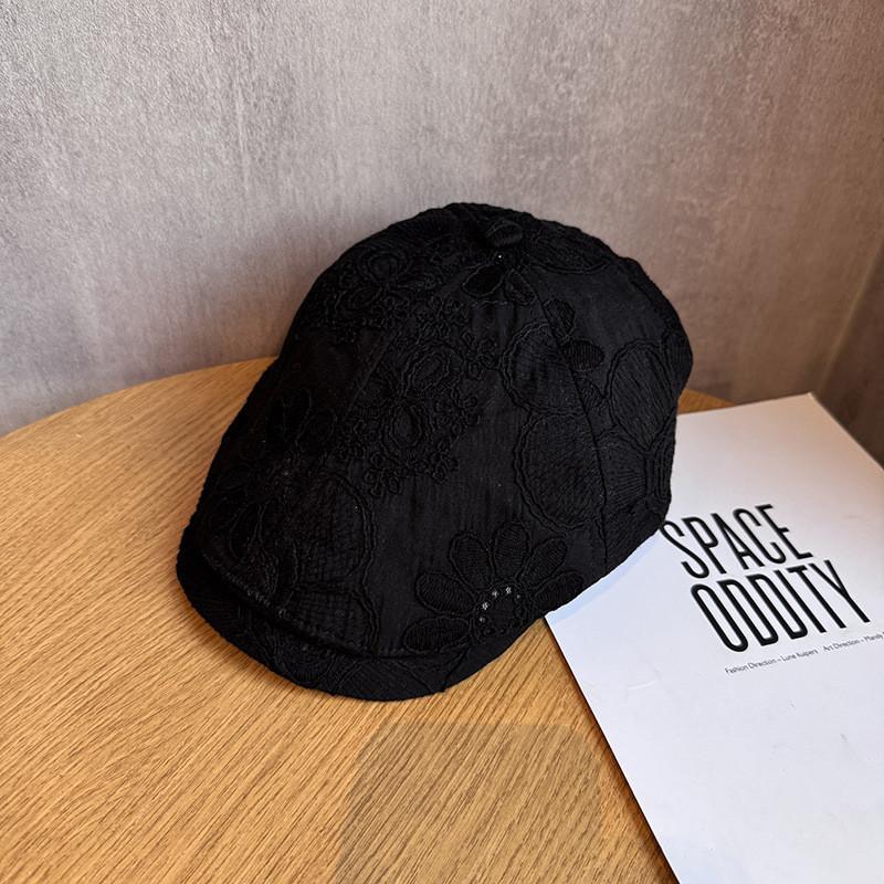 

Korean Vintage Embroidered Flower Hat With Breathable Cotton For Summer Fashion