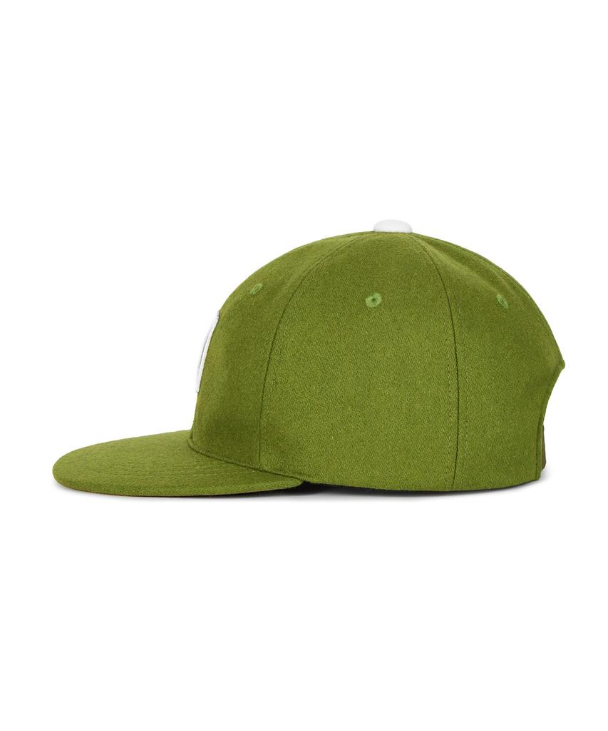 Bajal Va Square Applique Wool Baseball Cap Olive